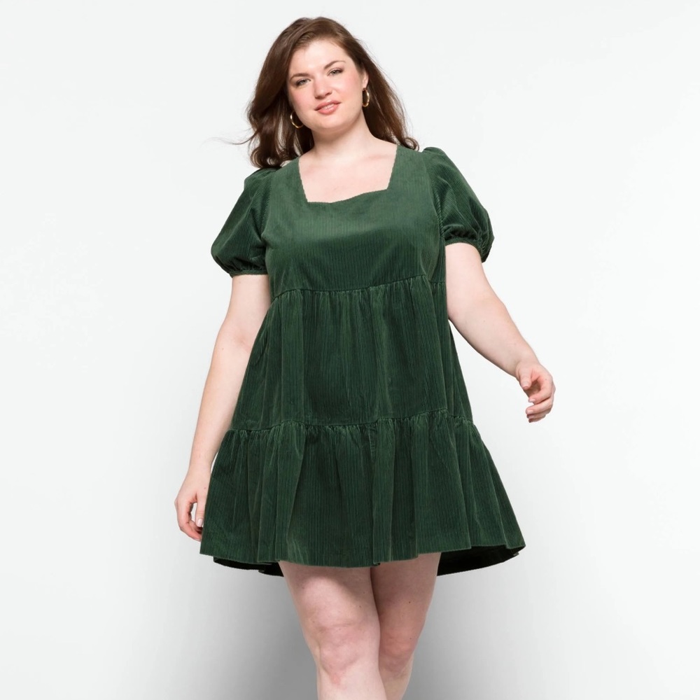 NWT Madewell Corduroy Aidy Square-Neck Tiered Mini Dress